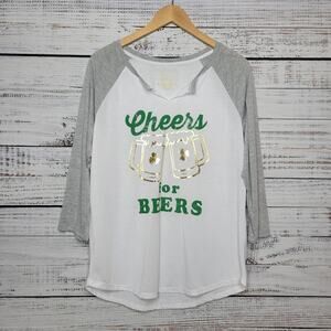 St. Patrick's Day Cheers for Beers Graphic 3/4 Sleeve Raglan Tee | XXL